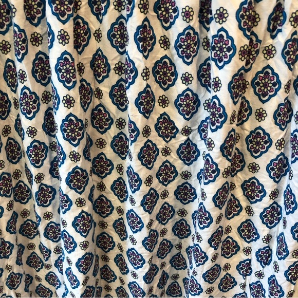 Crescent maxi dress deep v neck aqua paisley print border tassel drawstring M - Picture 11 of 14